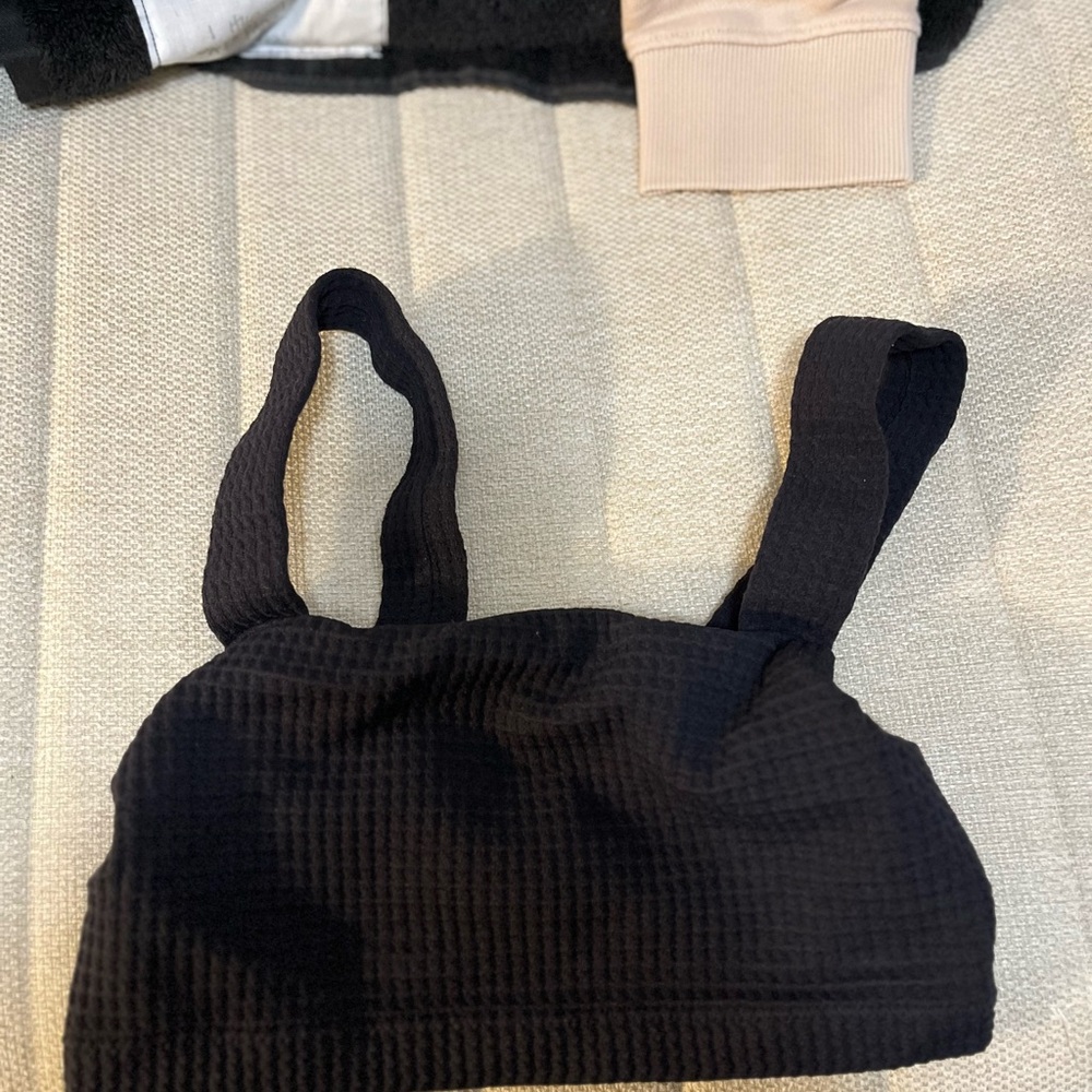 Black Textured Crop Top